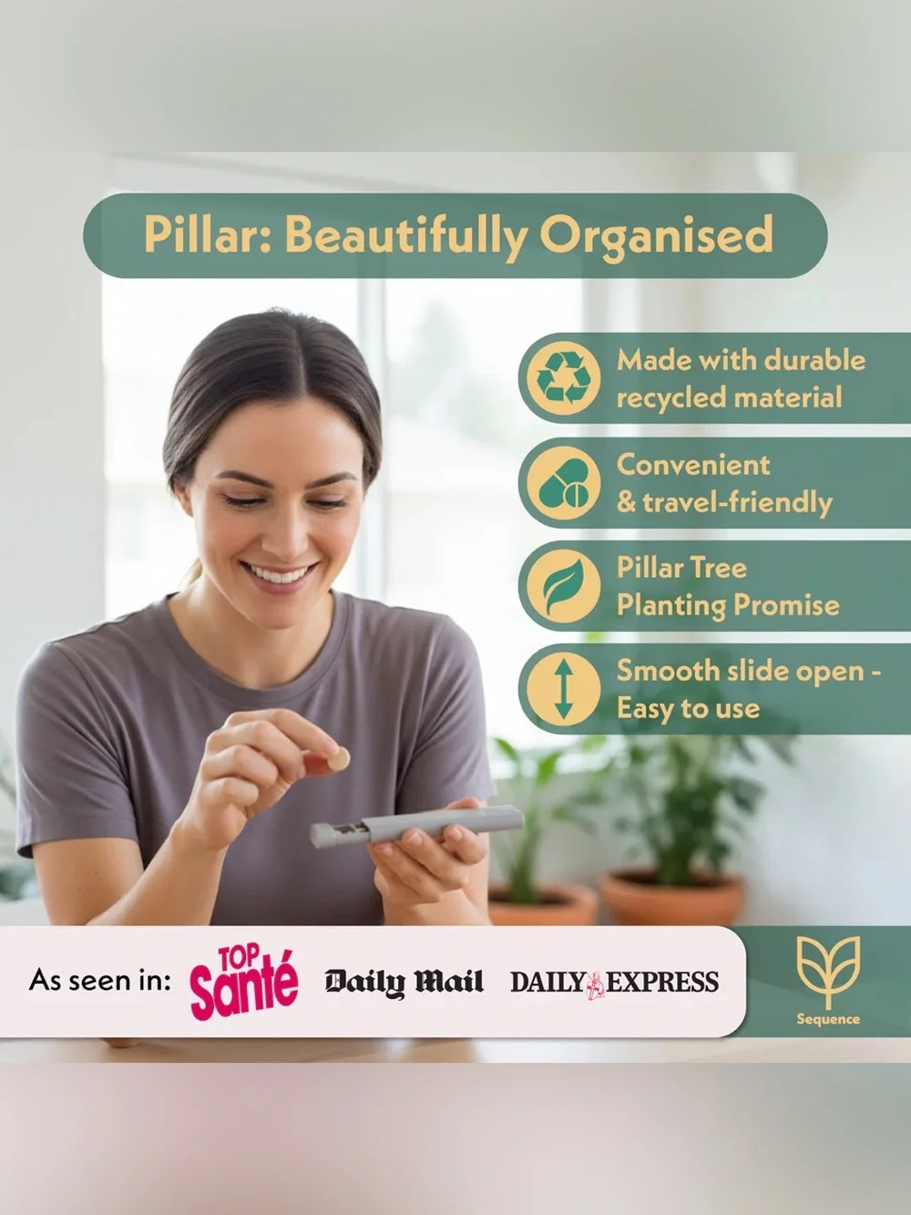 Pillar Off White AM/PM Twice-A-Day Pill Organizer